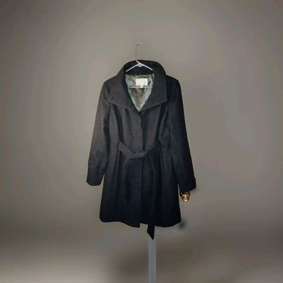 Old Navy ON Overcoat Womens Size Large Belted Buttoned Lined Wool Blend 36×36 - Picture 1 of 16